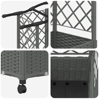 vidaXL Raised Bed with Trellis and Roof Light Grey 122 x 40 x 144 cm