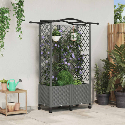 vidaXL Raised Bed with Trellis and Roof Light Grey 122 x 40 x 144 cm