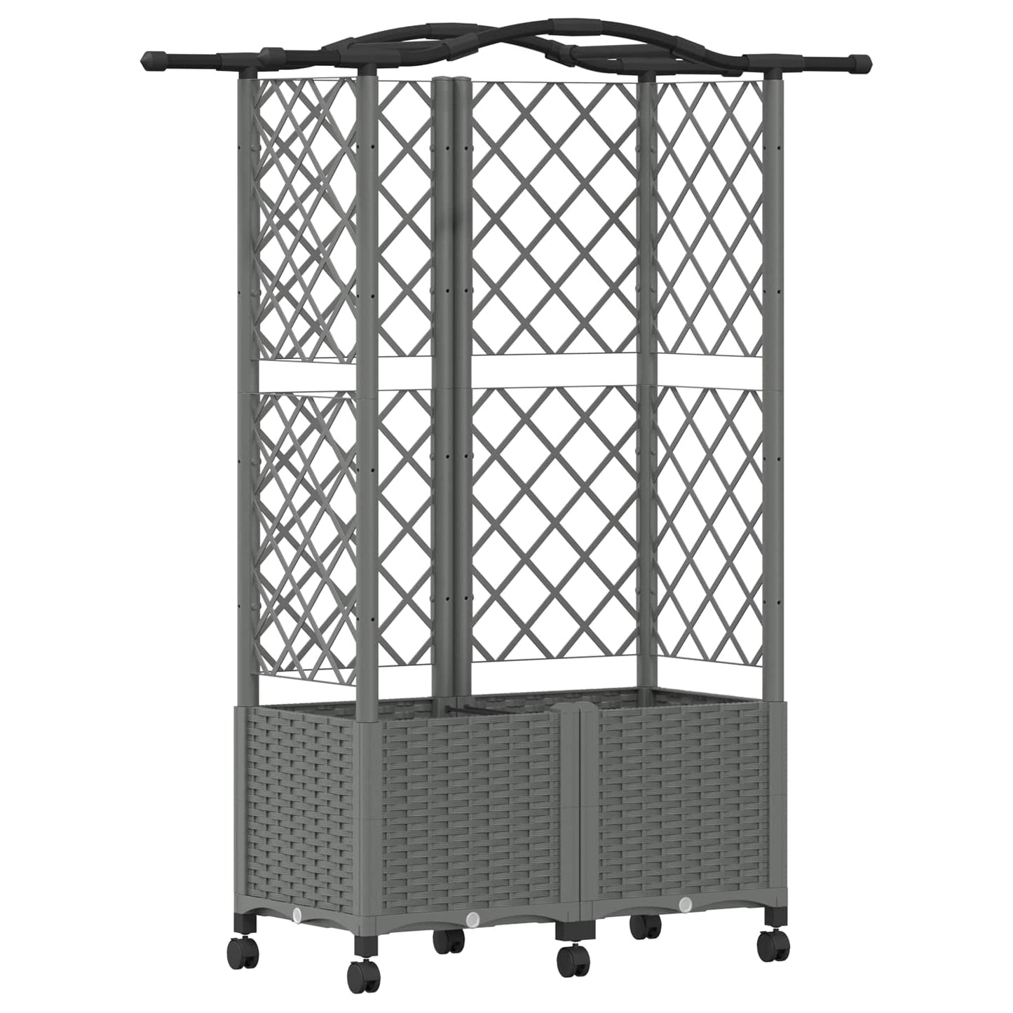 vidaXL Raised Bed with Trellis and Roof Light Grey 122 x 40 x 144 cm