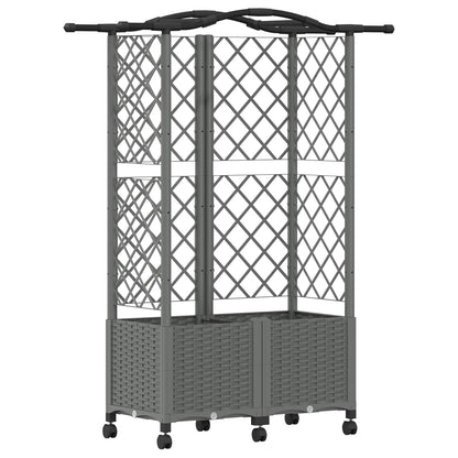 vidaXL Raised Bed with Trellis and Roof Light Grey 122 x 40 x 144 cm