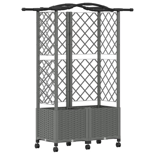 vidaXL Raised Bed with Trellis and Roof Light Grey 122 x 40 x 144 cm