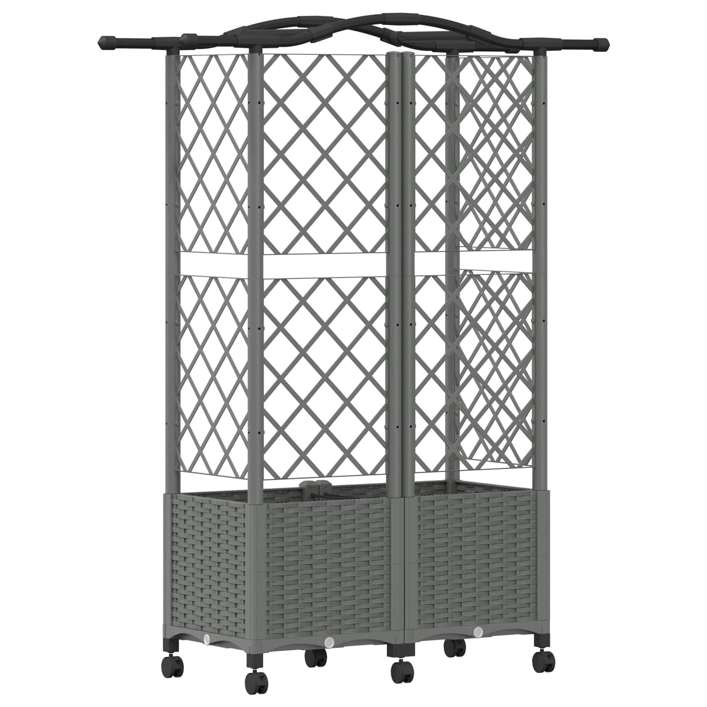 vidaXL Raised Bed with Trellis and Roof Light Grey 122 x 40 x 144 cm