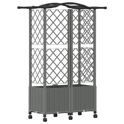 vidaXL Raised Bed with Trellis and Roof Light Grey 122 x 40 x 144 cm