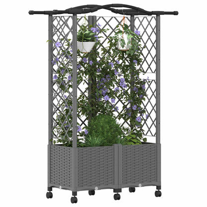 vidaXL Raised Bed with Trellis and Roof Light Grey 122 x 40 x 144 cm
