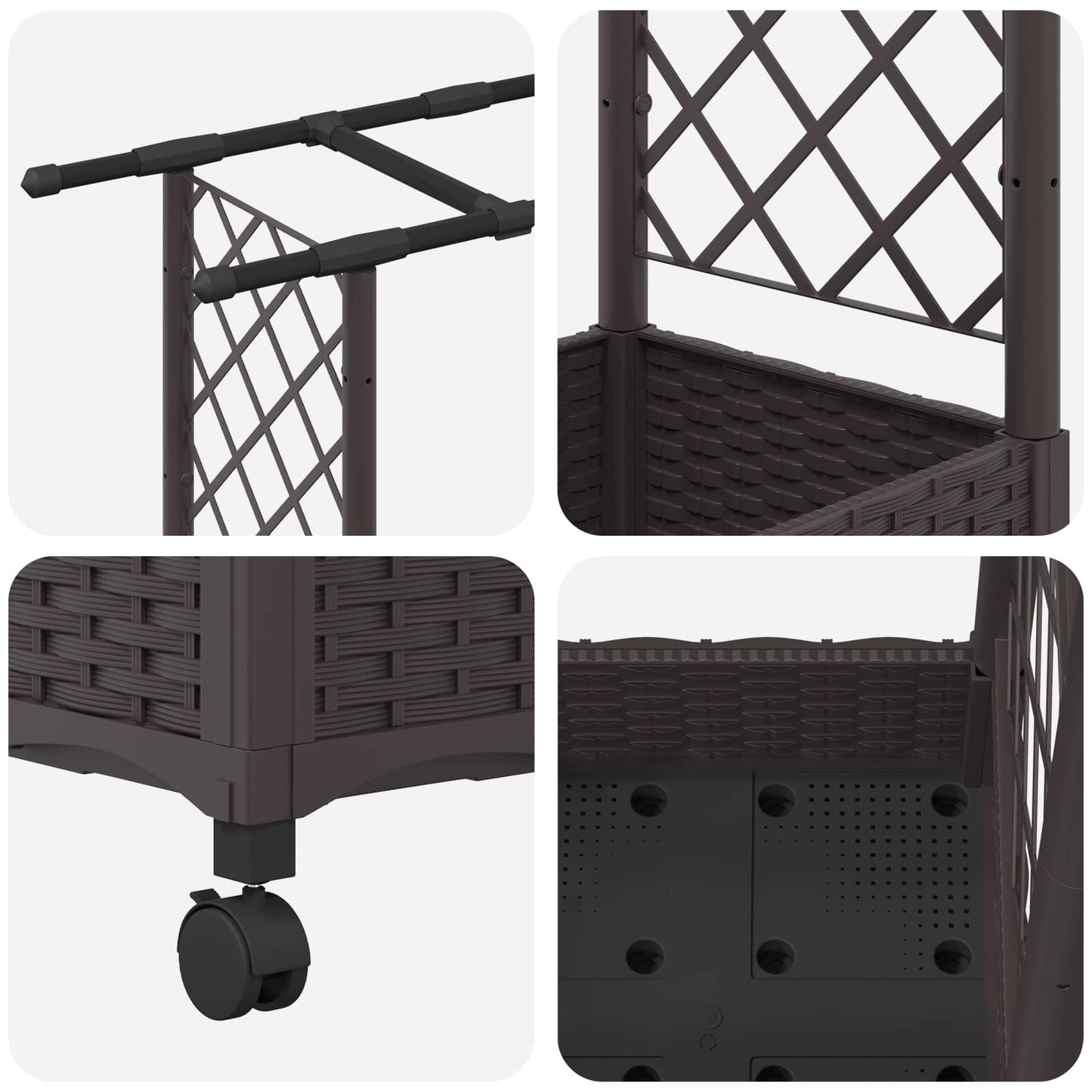 vidaXL Raised Bed with Trellis and Roof Brown 122.5 x 40 x 127 cm PP