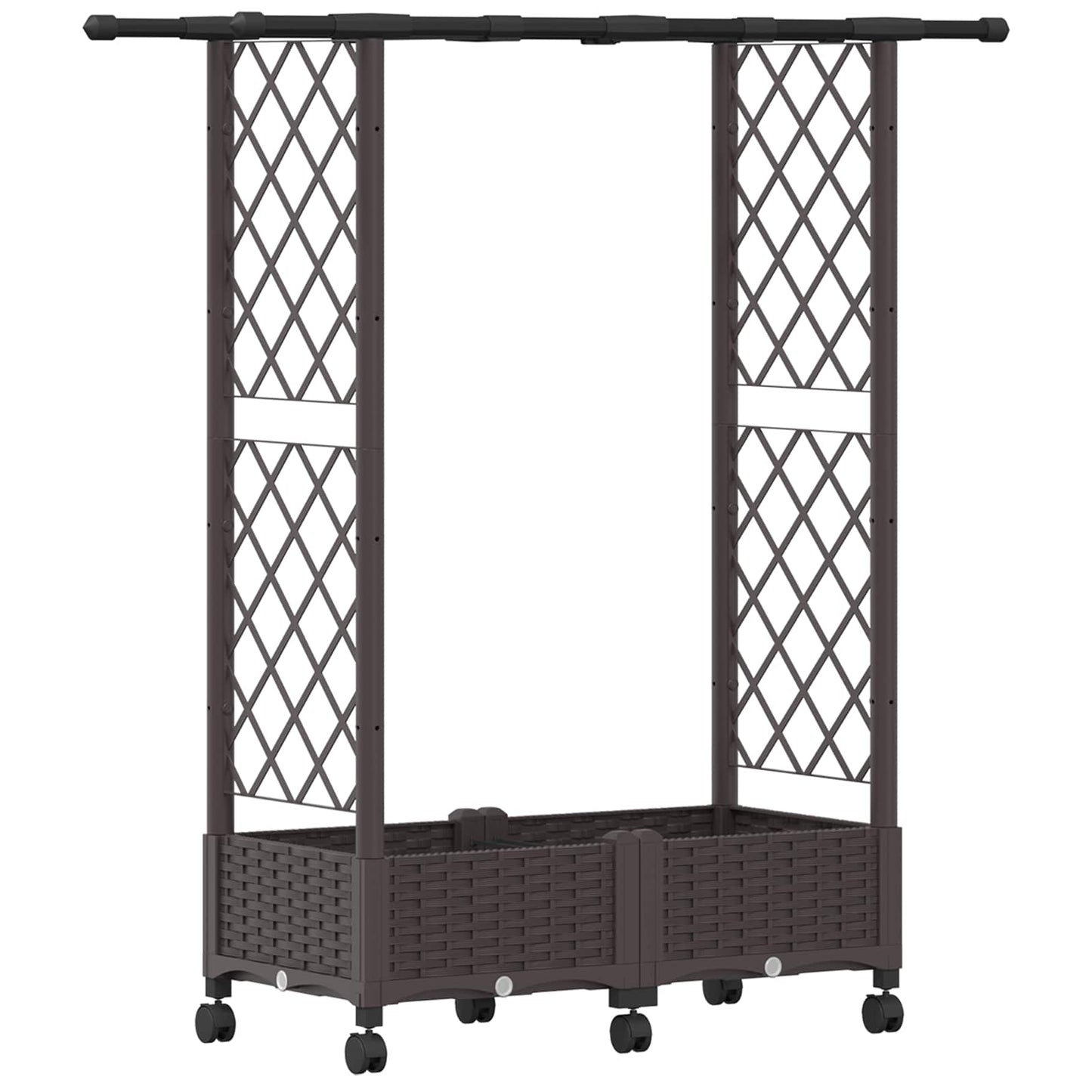 vidaXL Raised Bed with Trellis and Roof Brown 122.5 x 40 x 127 cm PP