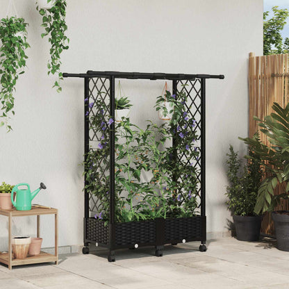 vidaXL Raised Bed with Trellis and Roof Black 122.5 x 40 x 127 cm PP