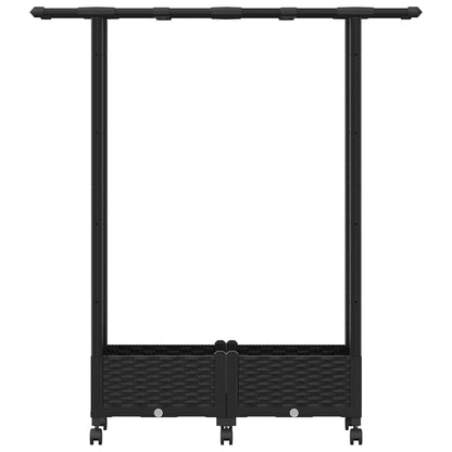 vidaXL Raised Bed with Trellis and Roof Black 122.5 x 40 x 127 cm PP