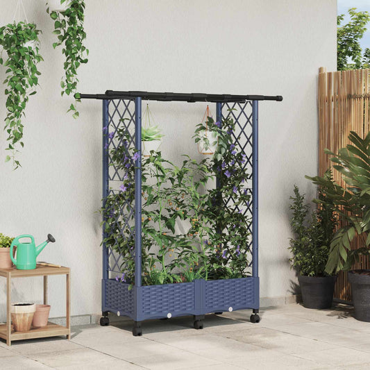 vidaXL Raised Bed with Trellis and Roof Grey 122.5 x 40 x 127 cm PP
