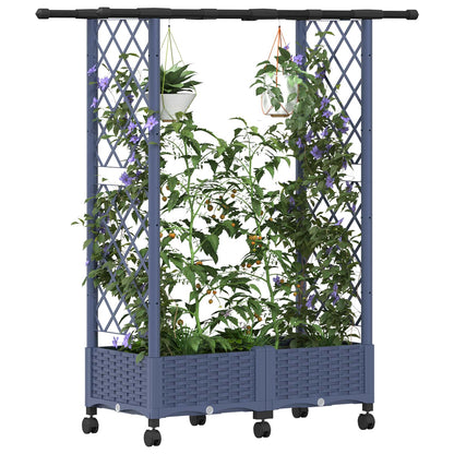 vidaXL Raised Bed with Trellis and Roof Grey 122.5 x 40 x 127 cm PP