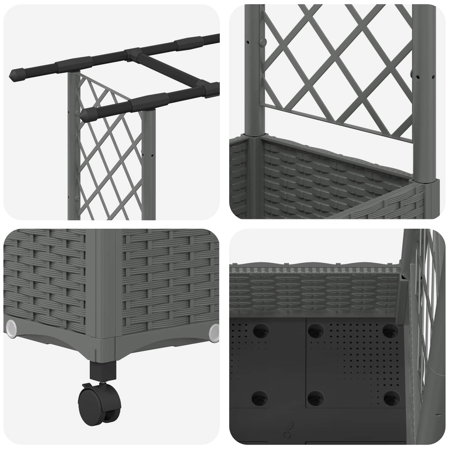 vidaXL Raised Bed with Trellis and Roof Light Grey 122.5 x 40 x 127 cm