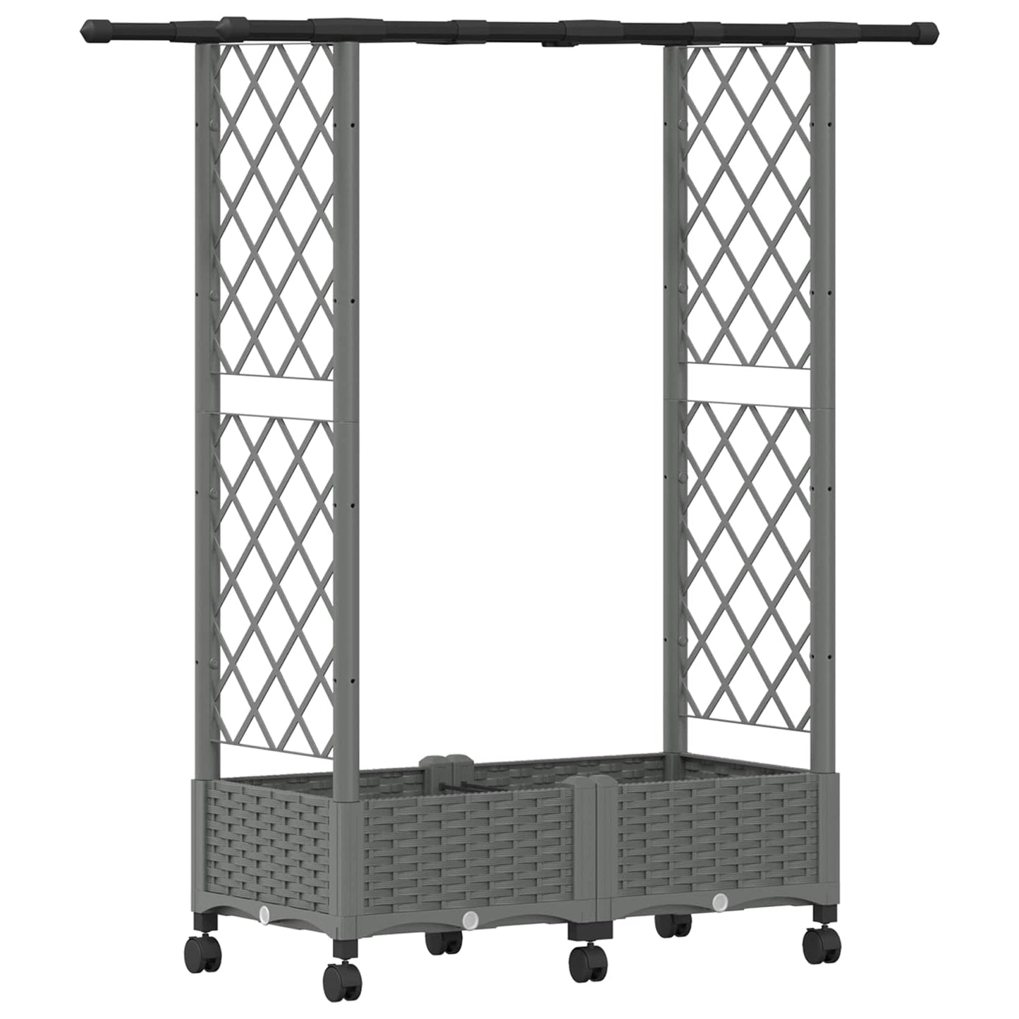 vidaXL Raised Bed with Trellis and Roof Light Grey 122.5 x 40 x 127 cm