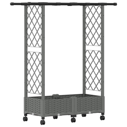 vidaXL Raised Bed with Trellis and Roof Light Grey 122.5 x 40 x 127 cm