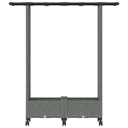 vidaXL Raised Bed with Trellis and Roof Light Grey 122.5 x 40 x 127 cm