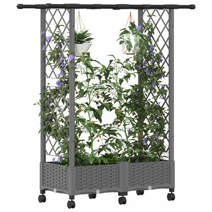 vidaXL Raised Bed with Trellis and Roof Light Grey 122.5 x 40 x 127 cm