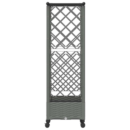 vidaXL Raised Bed with Trellis and Roof Light Grey 122.5 x 40 x 127 cm
