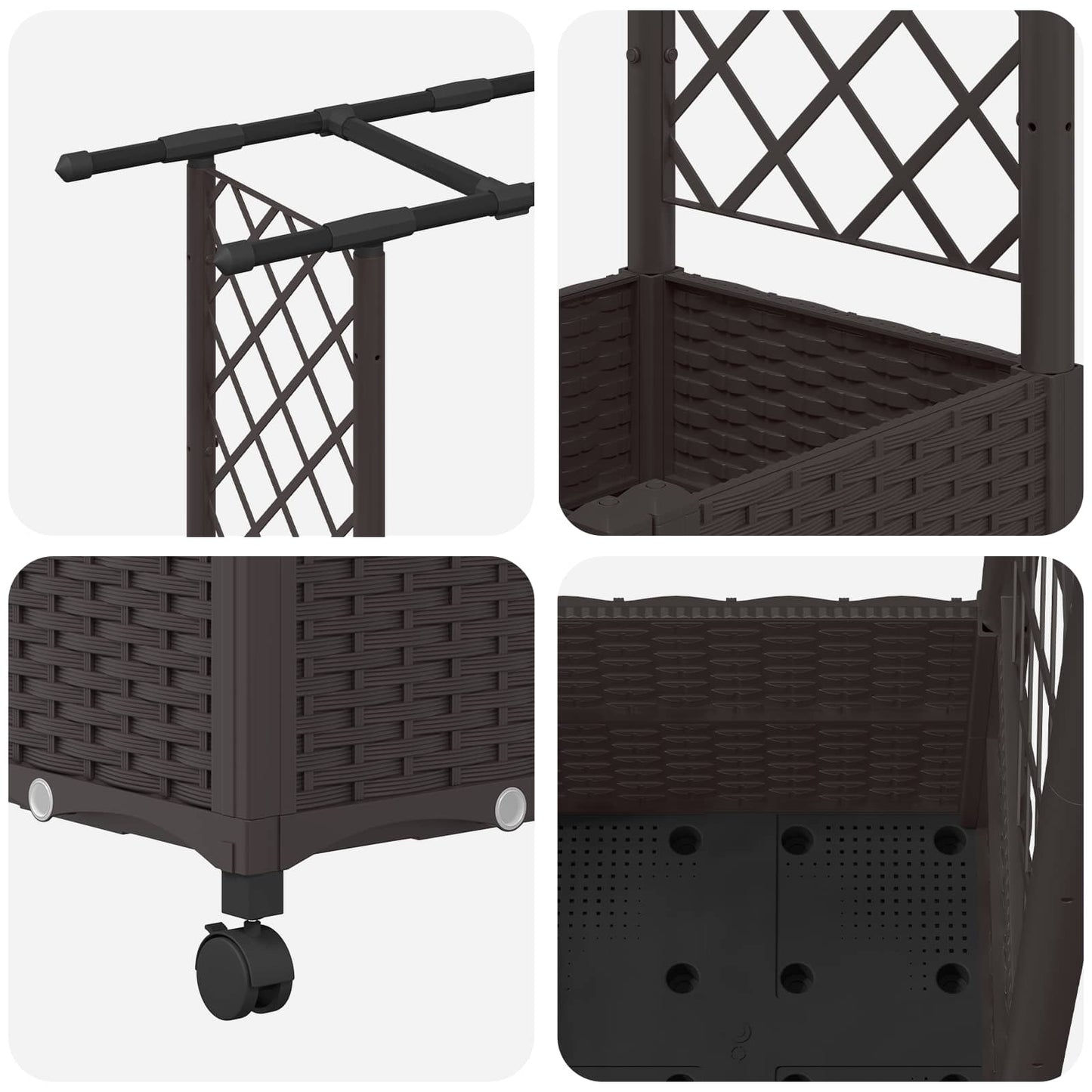 vidaXL Raised Bed with Trellis and Roof Brown 124.5 x 40 x 142 cm PP