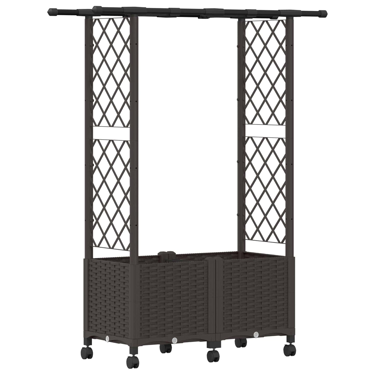 vidaXL Raised Bed with Trellis and Roof Brown 124.5 x 40 x 142 cm PP