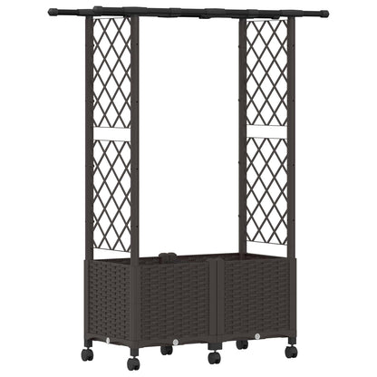 vidaXL Raised Bed with Trellis and Roof Brown 124.5 x 40 x 142 cm PP