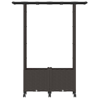 vidaXL Raised Bed with Trellis and Roof Brown 124.5 x 40 x 142 cm PP