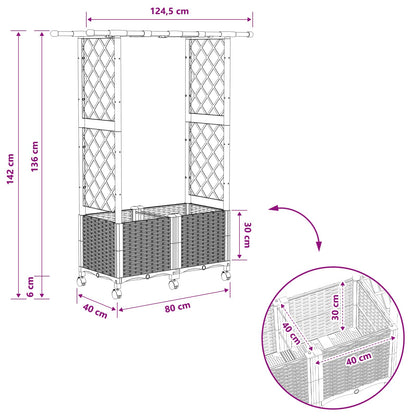 vidaXL Raised Bed with Trellis and Roof Brown 124.5 x 40 x 142 cm PP