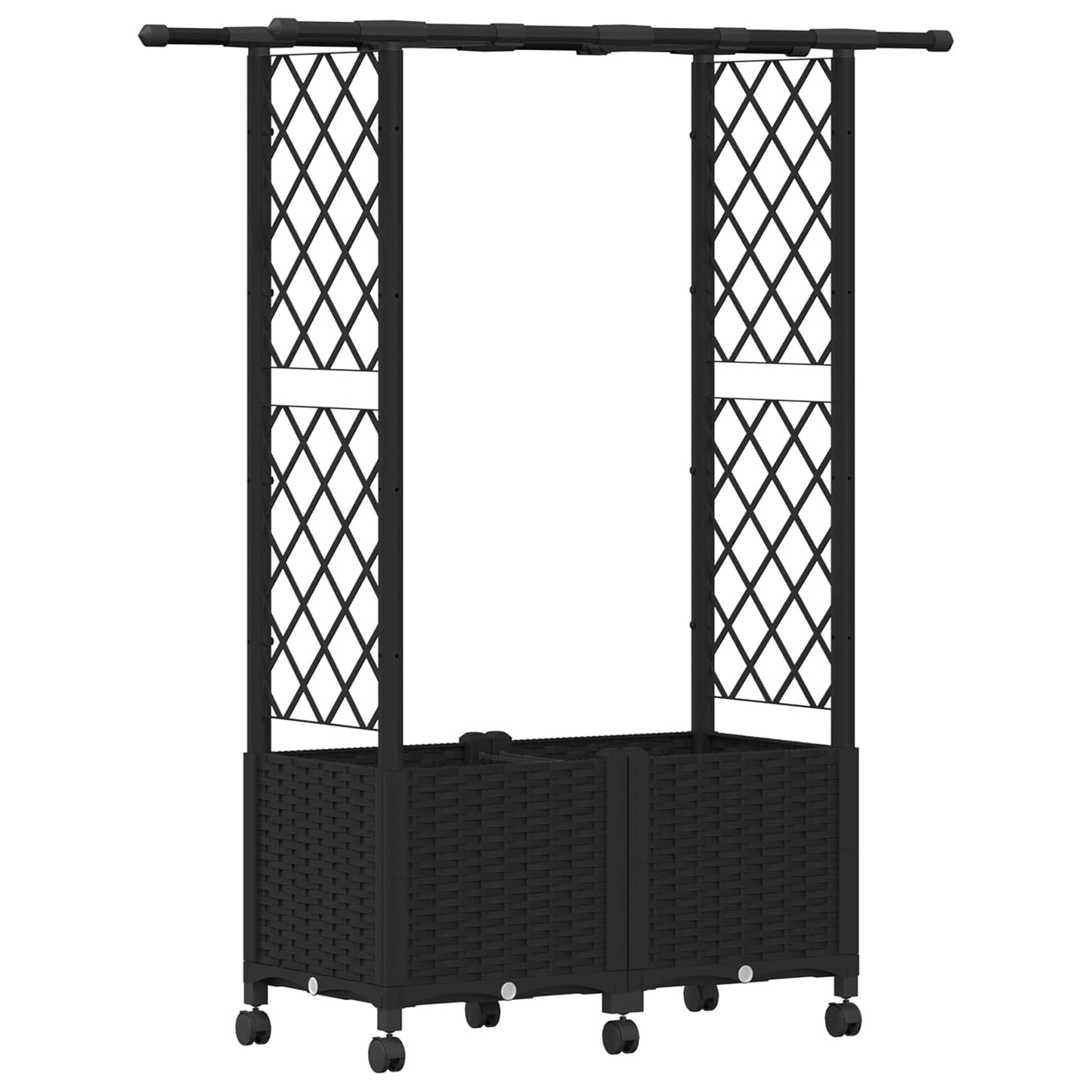 vidaXL Raised Bed with Trellis and Roof Black 124.5 x 40 x 142 cm PP