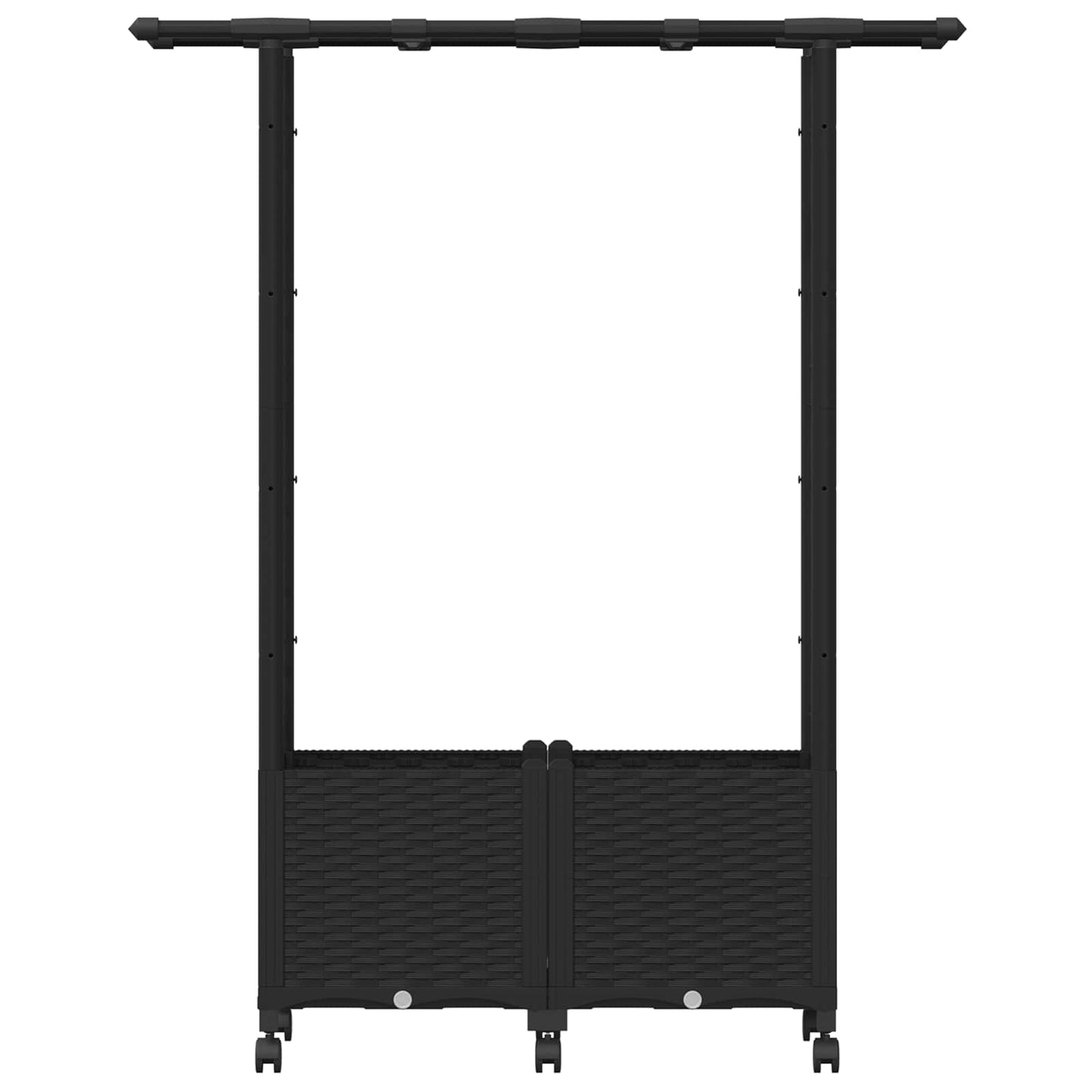 vidaXL Raised Bed with Trellis and Roof Black 124.5 x 40 x 142 cm PP