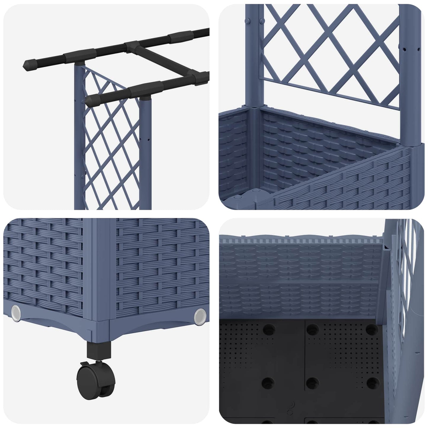 vidaXL Raised Bed with Trellis and Roof Grey 124.5 x 40 x 142 cm PP