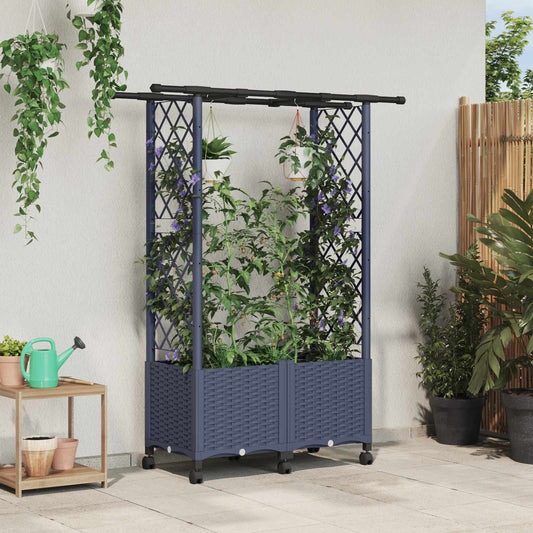 vidaXL Raised Bed with Trellis and Roof Grey 124.5 x 40 x 142 cm PP