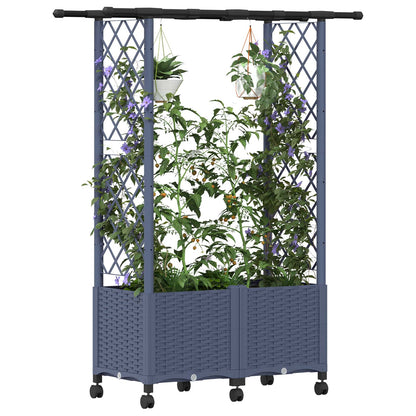 vidaXL Raised Bed with Trellis and Roof Grey 124.5 x 40 x 142 cm PP