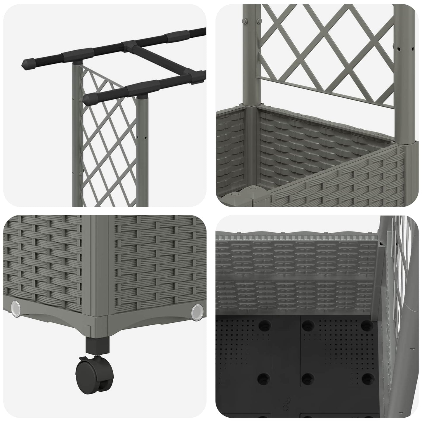 vidaXL Raised Bed with Trellis and Roof Light Grey 124.5 x 40 x 142 cm