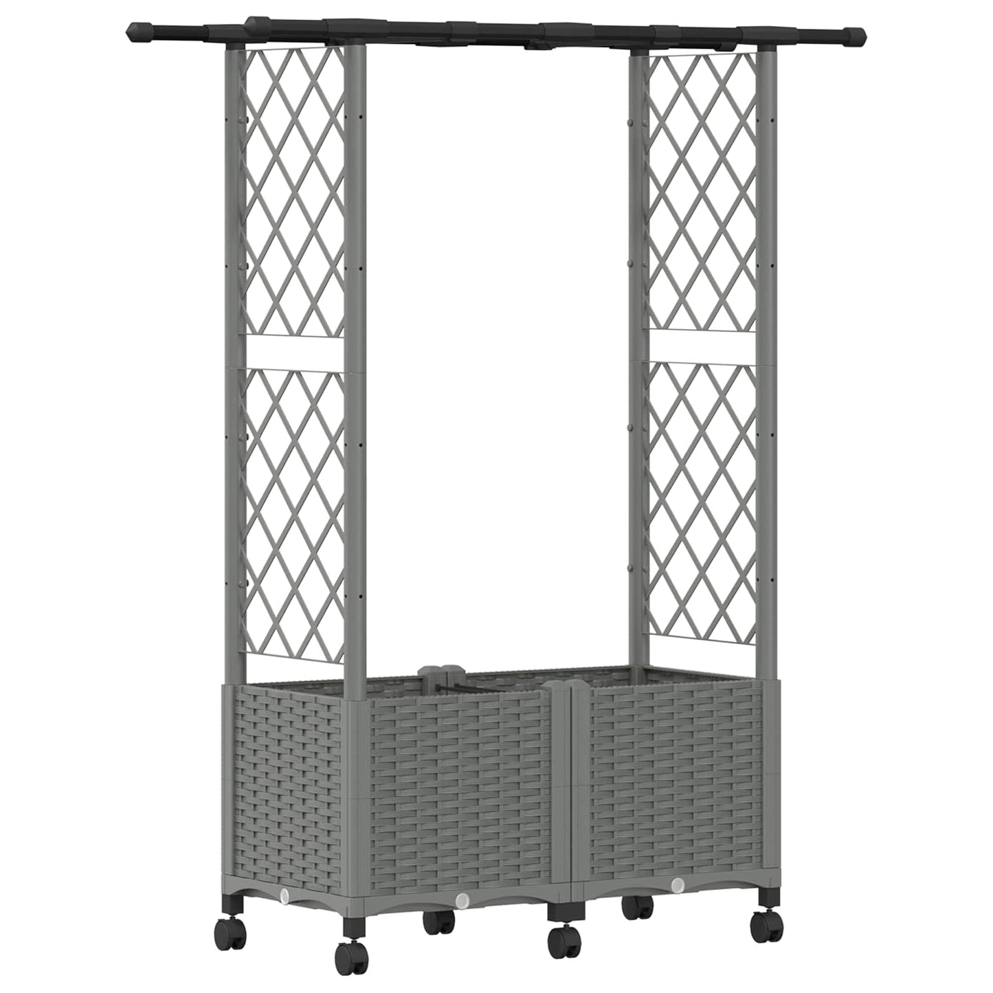 vidaXL Raised Bed with Trellis and Roof Light Grey 124.5 x 40 x 142 cm