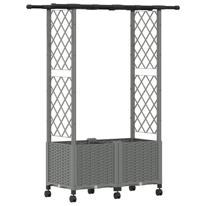 vidaXL Raised Bed with Trellis and Roof Light Grey 124.5 x 40 x 142 cm