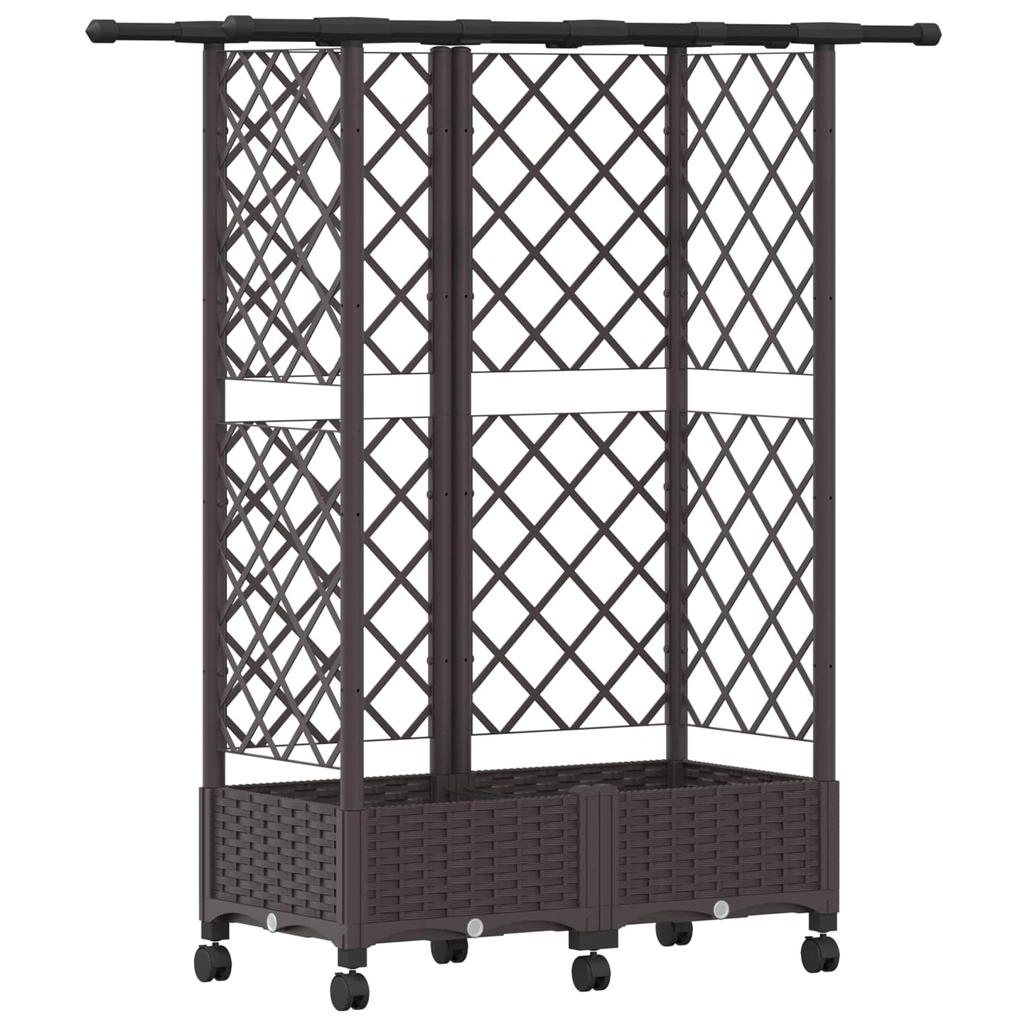 vidaXL Raised Bed with Trellis and Roof Brown 124 x 40 x 127 cm PP