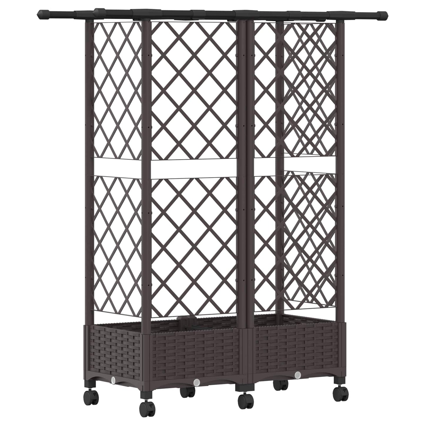 vidaXL Raised Bed with Trellis and Roof Brown 124 x 40 x 127 cm PP