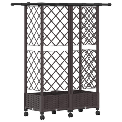 vidaXL Raised Bed with Trellis and Roof Brown 124 x 40 x 127 cm PP