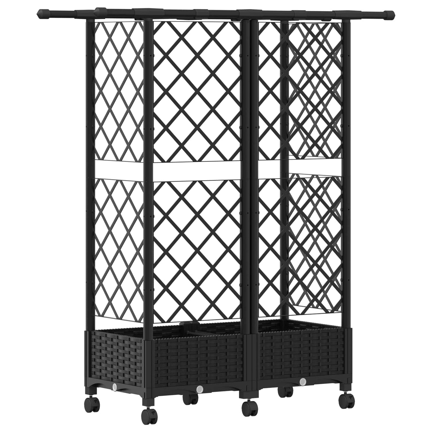 vidaXL Raised Bed with Trellis and Roof Black 124 x 40 x 127 cm PP