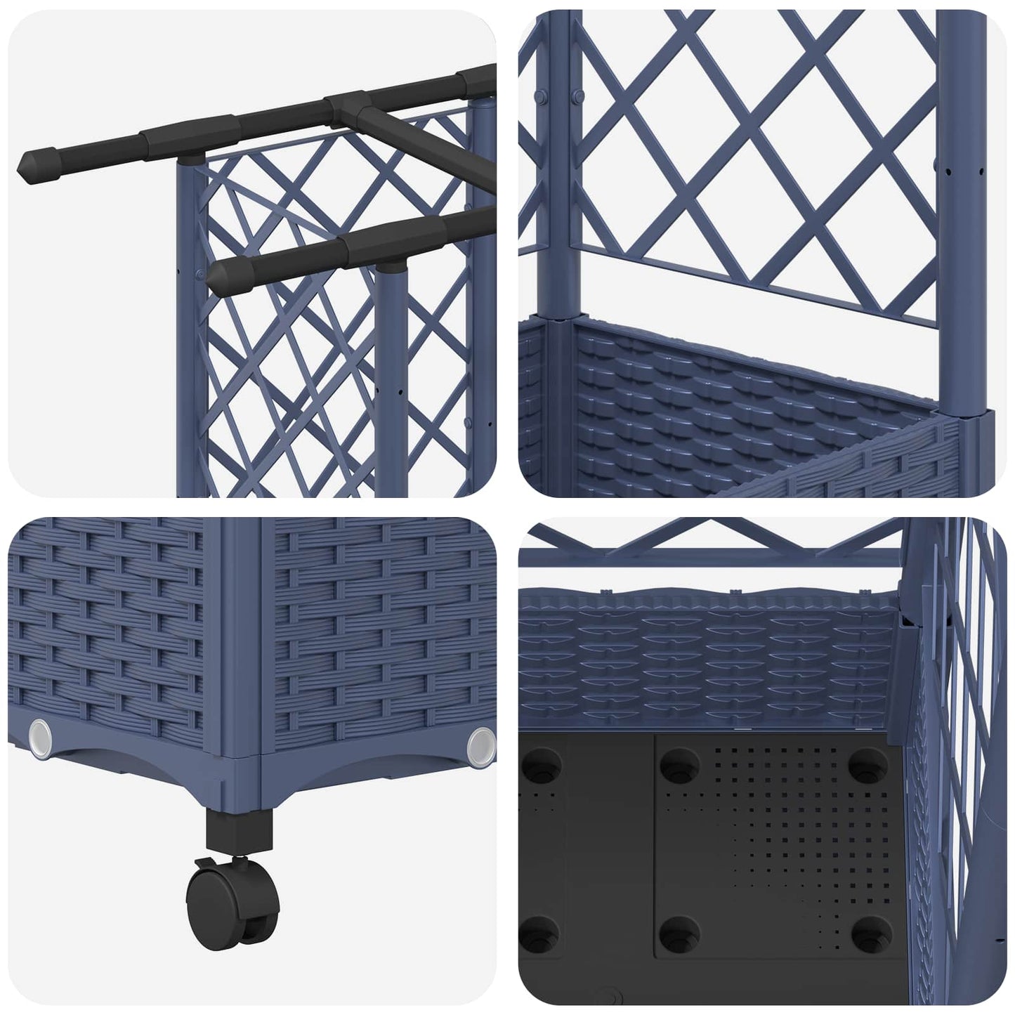 vidaXL Raised Bed with Trellis and Roof Grey 124 x 40 x 127 cm PP