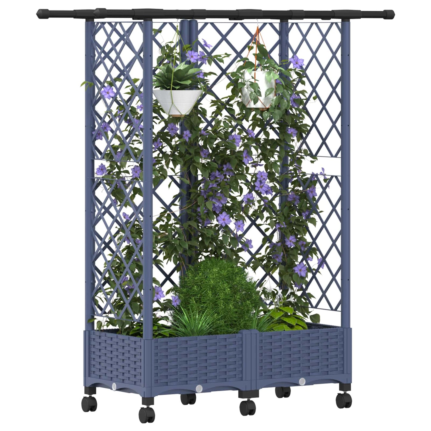 vidaXL Raised Bed with Trellis and Roof Grey 124 x 40 x 127 cm PP