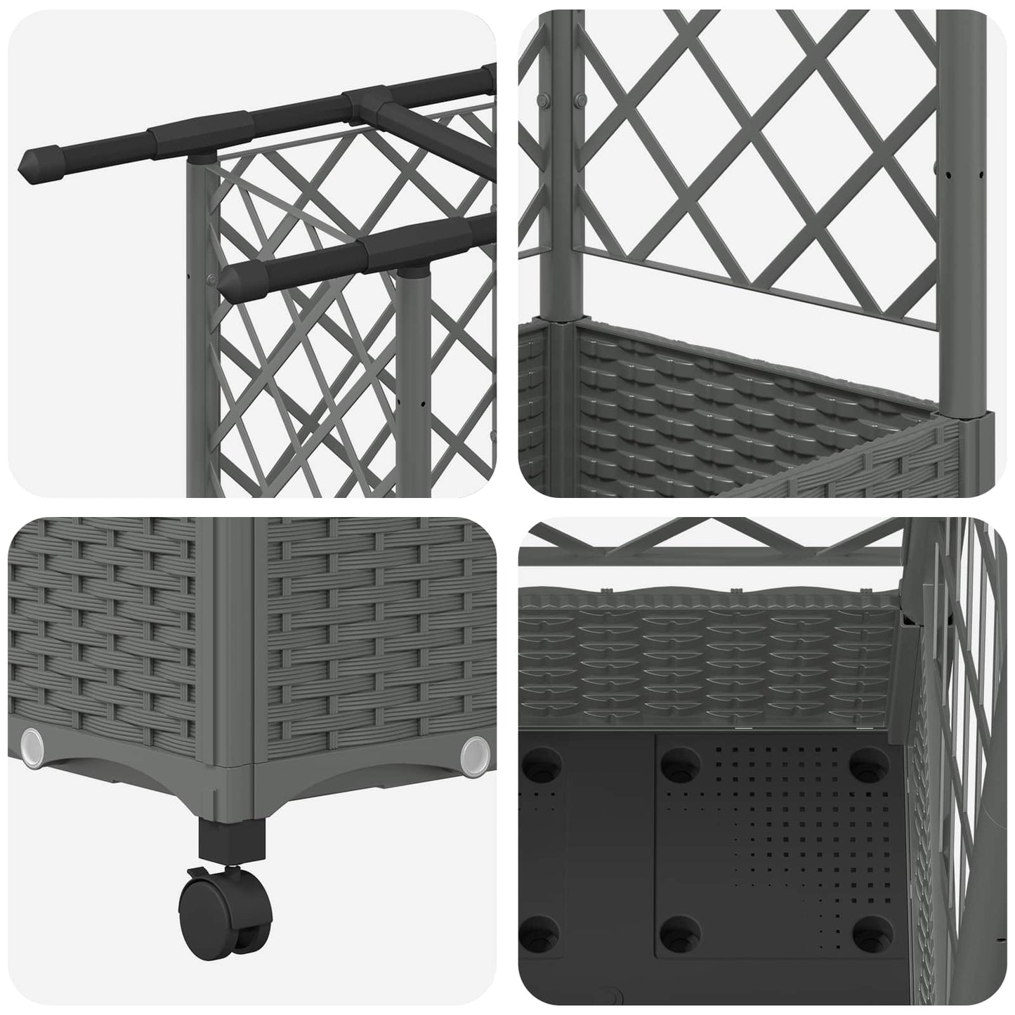 vidaXL Raised Bed with Trellis and Roof Light Grey 124 x 40 x 127 cm
