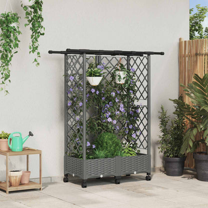 vidaXL Raised Bed with Trellis and Roof Light Grey 124 x 40 x 127 cm