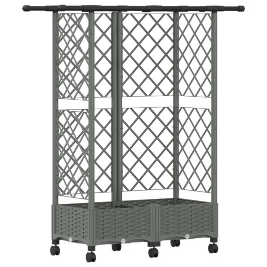 vidaXL Raised Bed with Trellis and Roof Light Grey 124 x 40 x 127 cm
