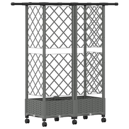 vidaXL Raised Bed with Trellis and Roof Light Grey 124 x 40 x 127 cm