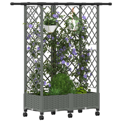 vidaXL Raised Bed with Trellis and Roof Light Grey 124 x 40 x 127 cm