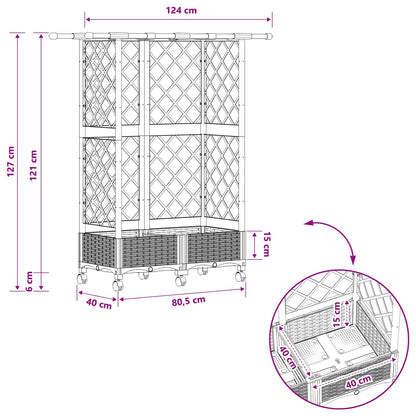 vidaXL Raised Bed with Trellis and Roof Light Grey 124 x 40 x 127 cm
