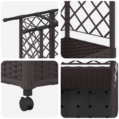 vidaXL Raised Bed with Trellis and Roof Brown 124 x 40 x 142 cm PP