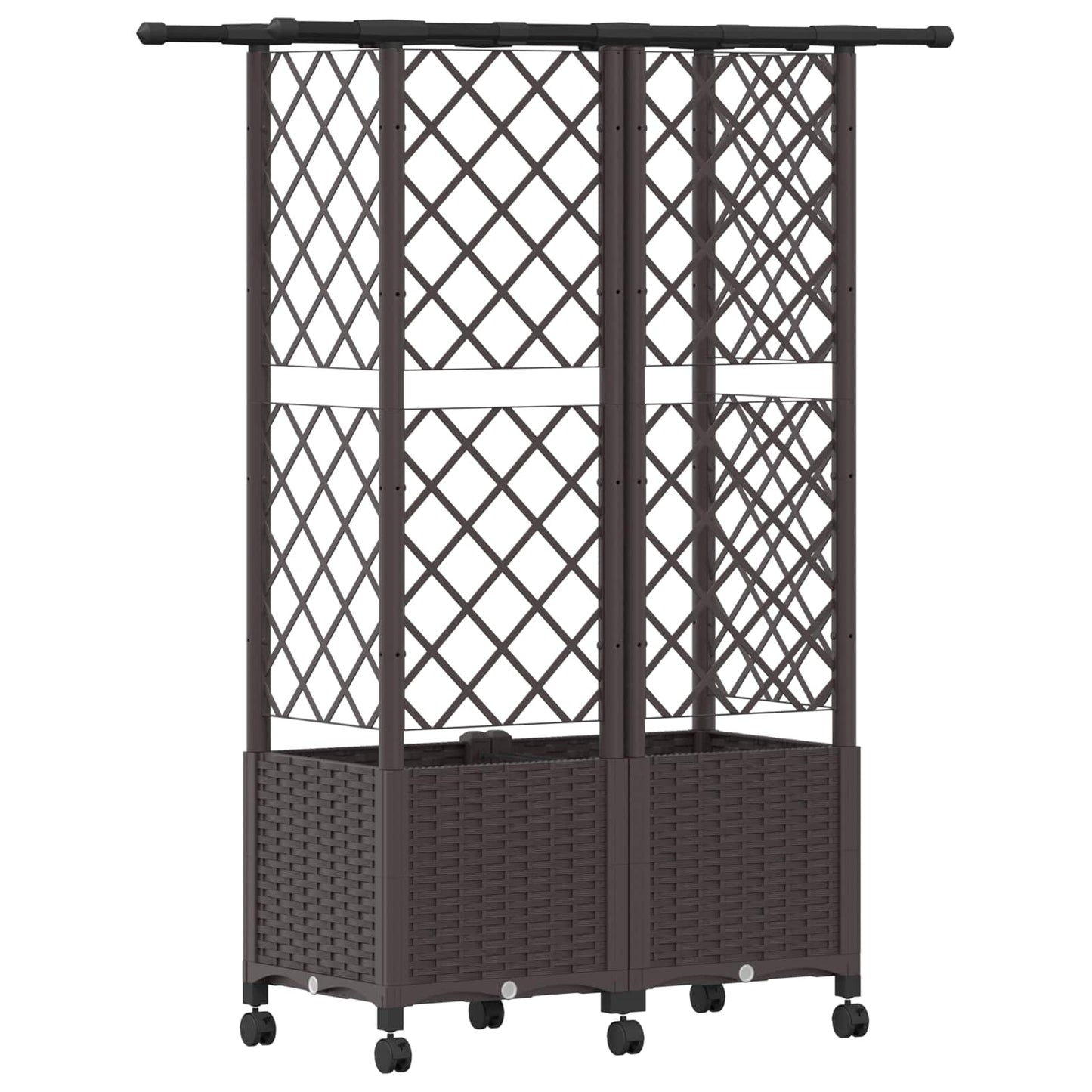 vidaXL Raised Bed with Trellis and Roof Brown 124 x 40 x 142 cm PP