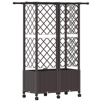 vidaXL Raised Bed with Trellis and Roof Brown 124 x 40 x 142 cm PP