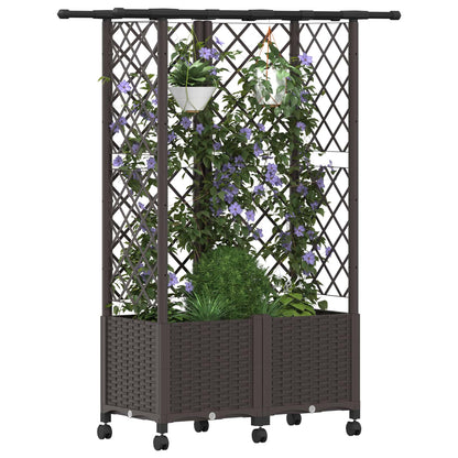 vidaXL Raised Bed with Trellis and Roof Brown 124 x 40 x 142 cm PP