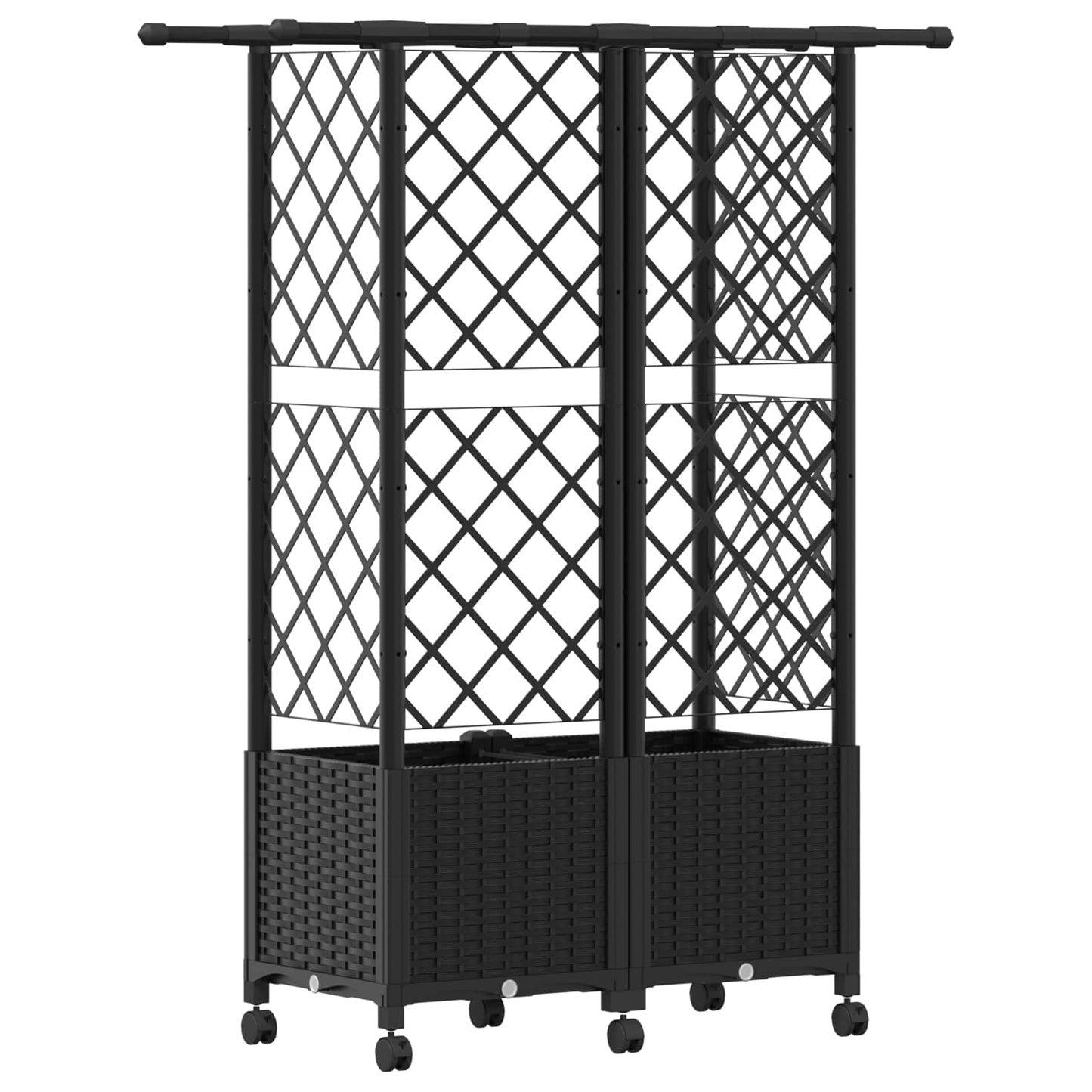 vidaXL Raised Bed with Trellis and Roof Black 124 x 40 x 142 cm PP